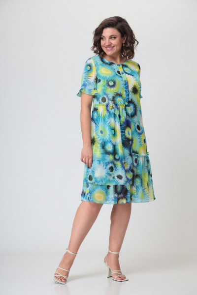 Платье А-образное с воланом и подкладкой из шифона Орхидея 1182 - фото 3