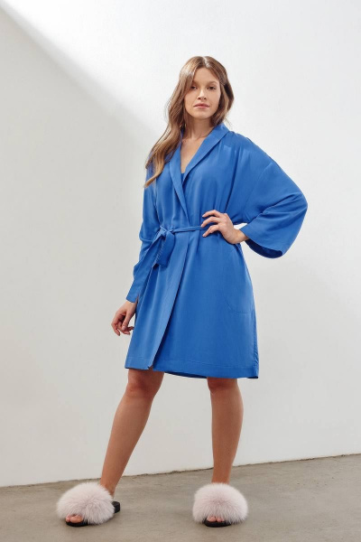 Халат INAYA 01-003 синий - фото 1