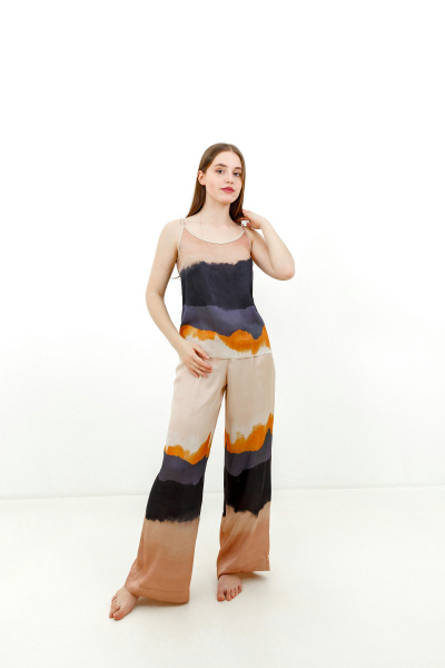 Топ вискозный на демисезонный стиль с мультиколором Elema 2К-13-170 принт_горы_деграде - фото 1