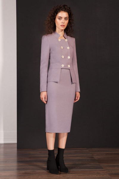 Жакет приталенного силуэта из костюмной ткани на пуговицах Nova Line 1914 сиреневый - фото 1