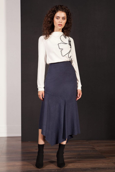 Юбка из костюмной ткани с высокой посадкой Nova Line 3531 синий - фото 1