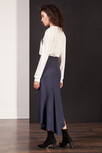 Юбка из костюмной ткани с высокой посадкой Nova Line 3531 синий - фото 2