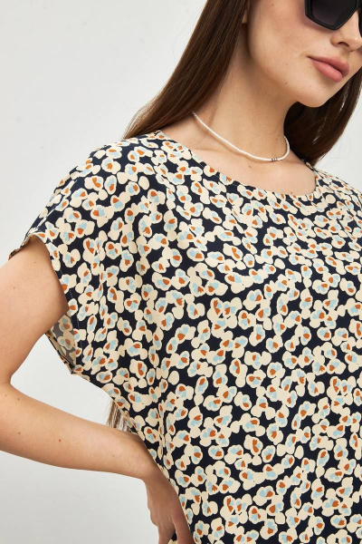 Блуза с принтом из вискозы в стиле casual и коротким рукавом Femme & Devur 70304 2.32F(170) - фото 2