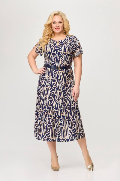 Платье приталенное из вискозы с оборкой по низу Slaviaelit 521 - фото 1