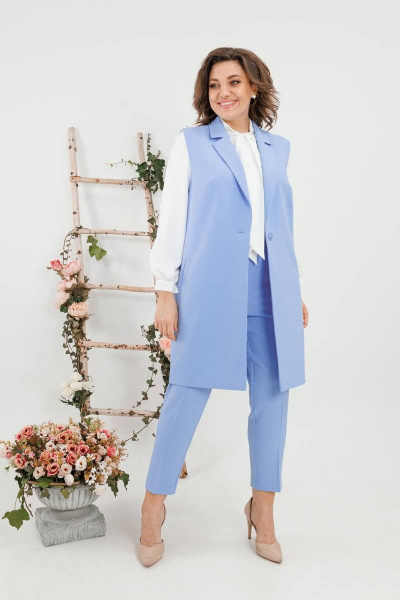 Круглогодичный комплект из жилета и брюк в деловом стиле SandyNa 130560 небесно-голубой - фото 1