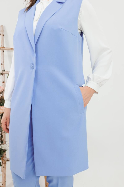 Круглогодичный комплект из жилета и брюк в деловом стиле SandyNa 130560 небесно-голубой - фото 6