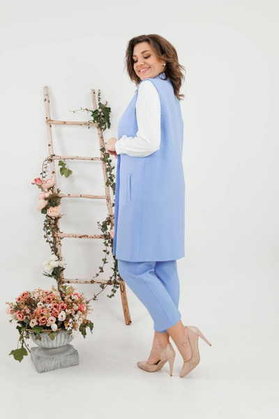 Круглогодичный комплект из жилета и брюк в деловом стиле SandyNa 130560 небесно-голубой - фото 7