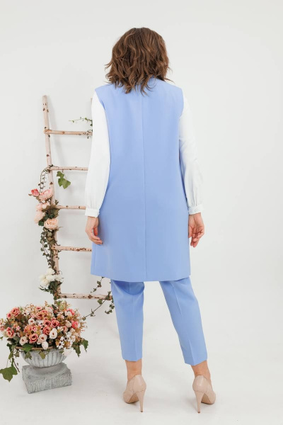 Круглогодичный комплект из жилета и брюк в деловом стиле SandyNa 130560 небесно-голубой - фото 8