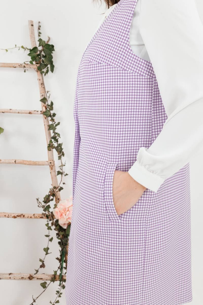 Круглогодичный комплект жилет и брюки в деловом стиле SandyNa 130560 сиреневая_гусьлапка+белый - фото 6