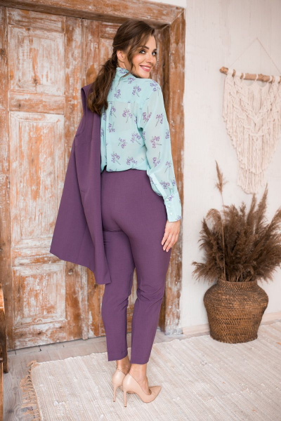 Жилет и брюки на каждый день в деловом стиле SandyNa 130560 фиолетовый - фото 2