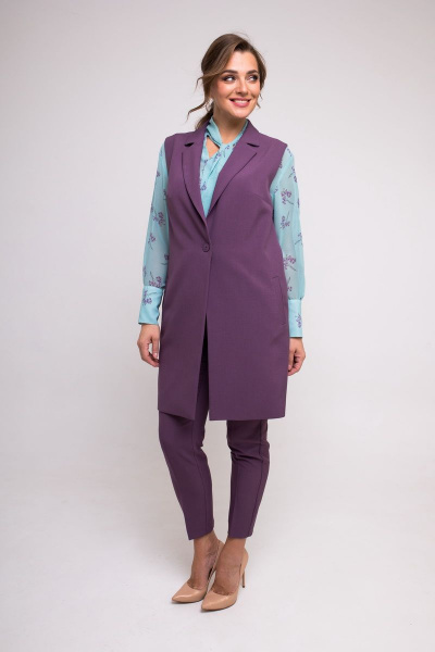 Жилет и брюки на каждый день в деловом стиле SandyNa 130560 фиолетовый - фото 5