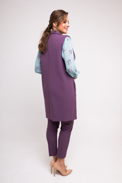 Жилет и брюки на каждый день в деловом стиле SandyNa 130560 фиолетовый - фото 7