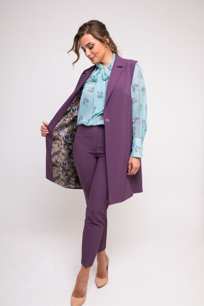Жилет и брюки на каждый день в деловом стиле SandyNa 130560 фиолетовый - фото 8