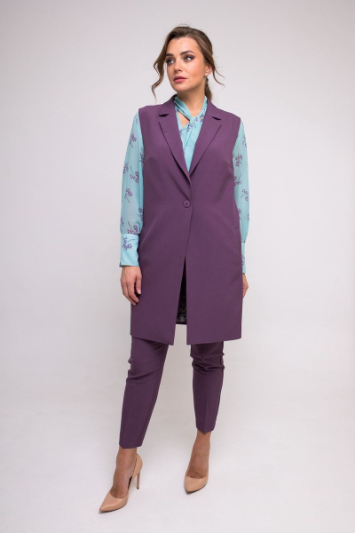 Жилет и брюки на каждый день в деловом стиле SandyNa 130560 фиолетовый - фото 10