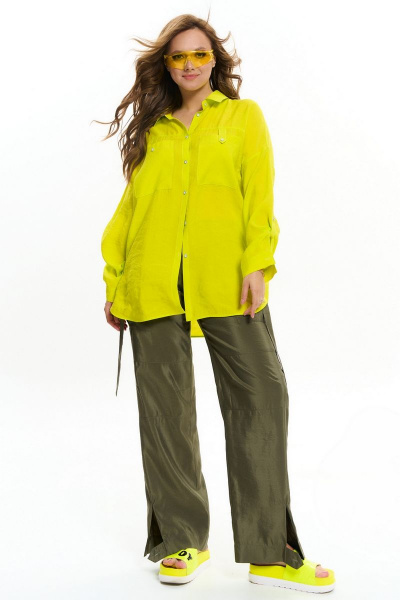 Брюки из вискозной ткани с накладными карманами AVE RARA 4094 хаки - фото 4