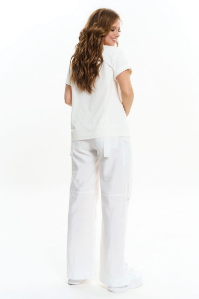 Брюки прямого силуэта с накладными карманами и разрезами AVE RARA 4094/1 экрю - фото 4
