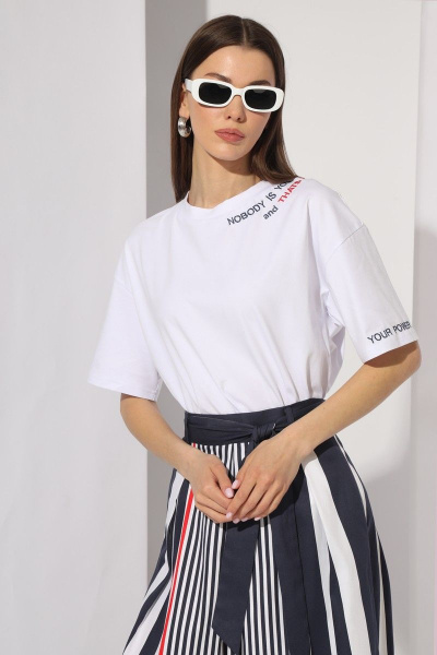 Футболка свободного кроя с вышивкой из хлопка N.O.W. 1265 - фото 4