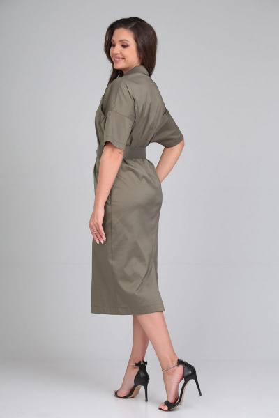 Элегантное деловое платье из тянущегося текстиля с карманами AXXA 55198 - фото 5