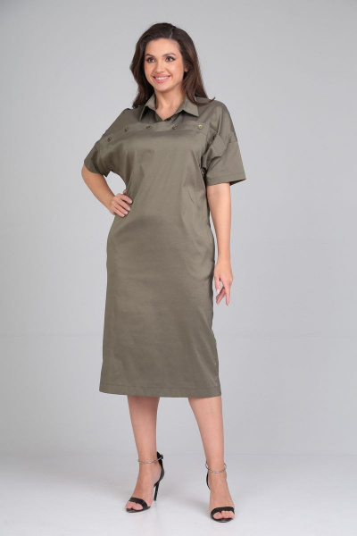Элегантное деловое платье из тянущегося текстиля с карманами AXXA 55198 - фото 4