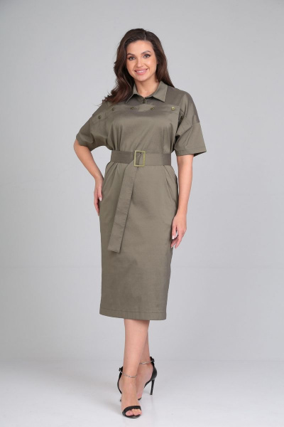 Элегантное деловое платье из тянущегося текстиля с карманами AXXA 55198 - фото 1
