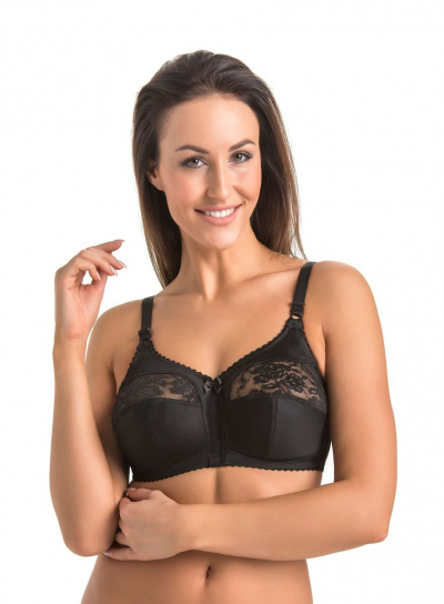 Бюстгальтер без каркаса из кружевного трикотажа Teyli 401 черный - фото 1