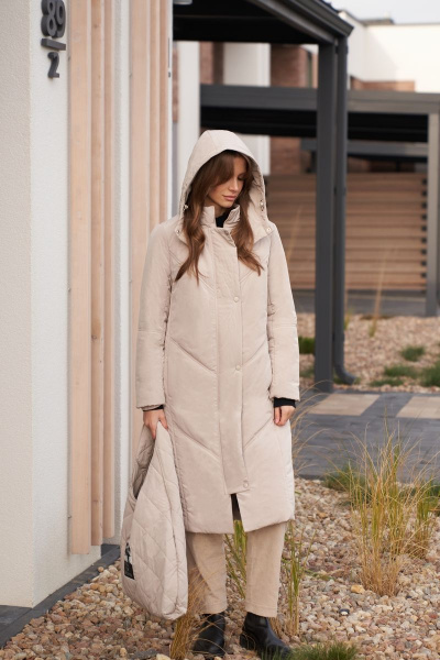 Пальто демисезонное до колен из плащёвой ткани с капюшоном и карманами BURVIN 8715-61 1 - фото 3