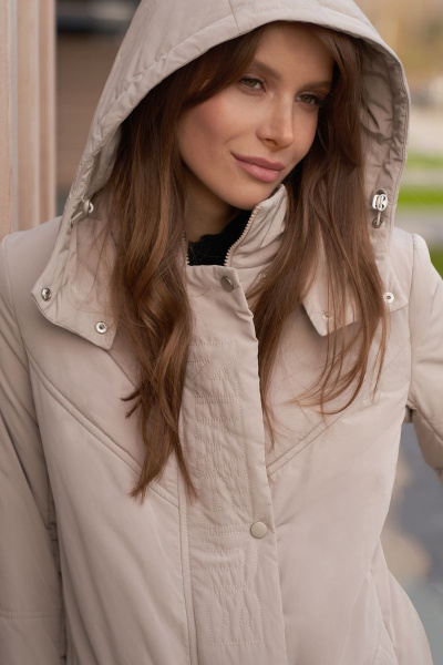 Пальто демисезонное до колен из плащёвой ткани с капюшоном и карманами BURVIN 8715-61 1 - фото 2