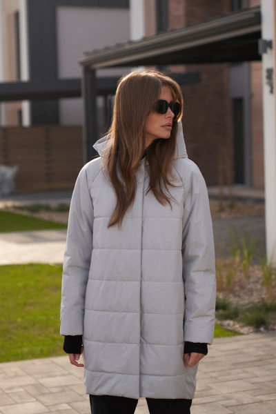 Пальто демисезонное серое на каждый день из плащёвой ткани BURVIN 8737-61 - фото 3