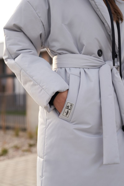 Пальто демисезонное на каждый день из плащёвой ткани серое BURVIN 8780-61 - фото 5