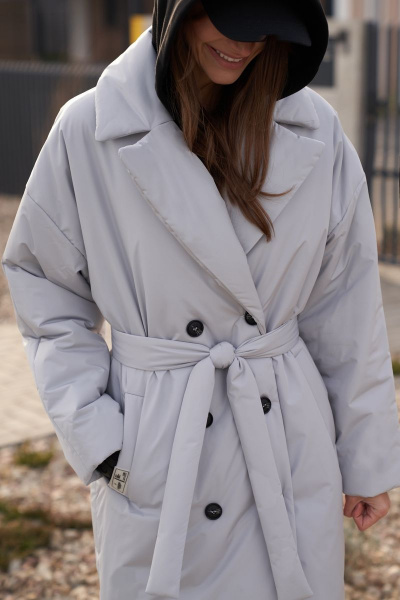 Пальто демисезонное на каждый день из плащёвой ткани серое BURVIN 8780-61 - фото 2