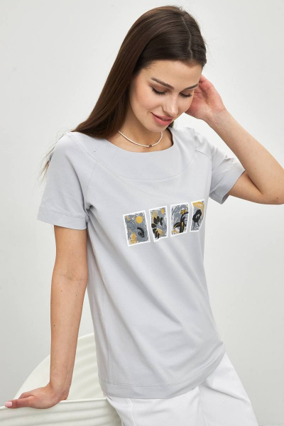 Серый хлопковый джемпер с принтом и регланом Femme & Devur 30583 1.4F(170) - фото 4