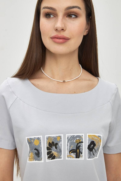 Серый хлопковый джемпер с принтом и регланом Femme & Devur 30583 1.4F(170) - фото 2