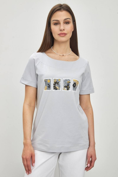 Серый хлопковый джемпер с принтом и регланом Femme & Devur 30583 1.4F(170) - фото 1