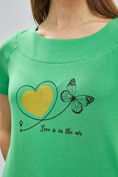 Зеленый хлопковый джемпер с принтом и регланом Femme & Devur 30583 1.15F(170) - фото 3