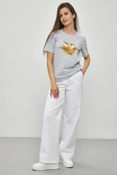 Голубой хлопковый джемпер прямого силуэта с защипами Femme & Devur 30515 1.4F(170) - фото 3