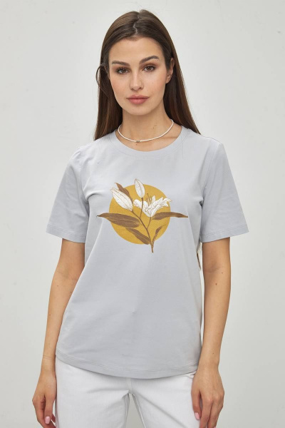 Голубой хлопковый джемпер прямого силуэта с защипами Femme & Devur 30515 1.4F(170) - фото 1