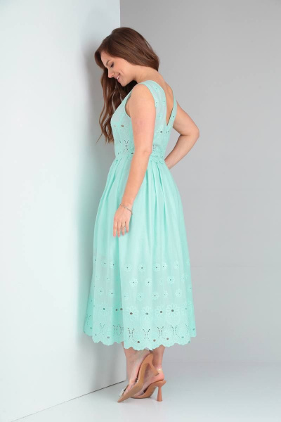 Платье с рельефами и вставками из хлопка для летних образов TVIN 7638 мята - фото 7