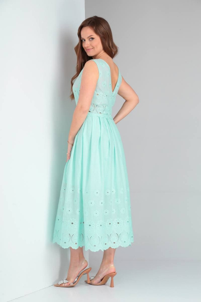 Платье с рельефами и вставками из хлопка для летних образов TVIN 7638 мята - фото 6