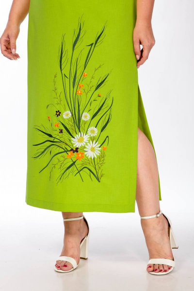 Летнее платье из льна с разрезами по бокам SVT-fashion 556 салатовый - фото 3