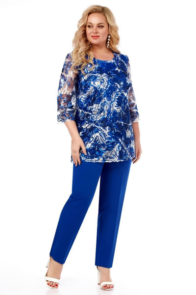 Брюки и туника нарядный летний комплект из текстиля LaKona 11523 василек - фото 1