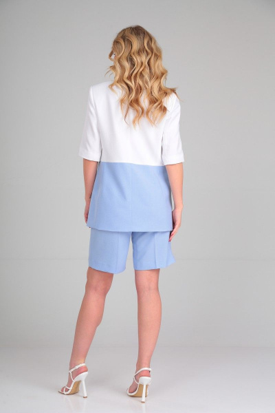 Комбинированный костюм из леновых жакета и шорт Takka Plus 23-181 - фото 6