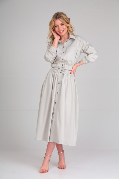 Летний костюм из хлопка: блуза и юбка со вставками Takka Plus 23-182 - фото 4