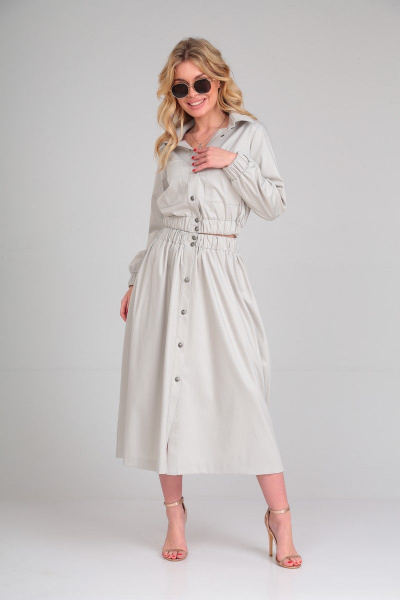 Летний костюм из хлопка: блуза и юбка со вставками Takka Plus 23-182 - фото 2