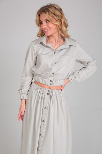 Летний костюм из хлопка: блуза и юбка со вставками Takka Plus 23-182 - фото 5