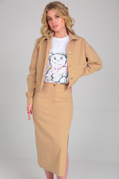 Костюм куртка и юбка из джинса и хлопка Takka Plus 23-183 - фото 10