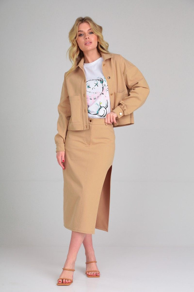 Костюм куртка и юбка из джинса и хлопка Takka Plus 23-183 - фото 6