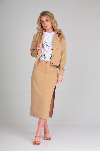 Костюм куртка и юбка из джинса и хлопка Takka Plus 23-183 - фото 1