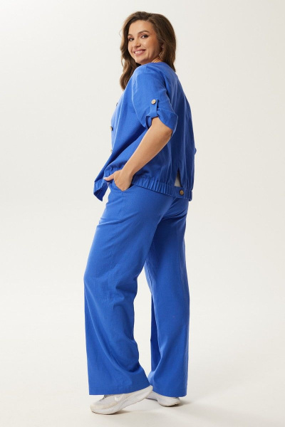 Короткий хлопковый жакет из ткани для прогулок Condra 15091 синий - фото 8