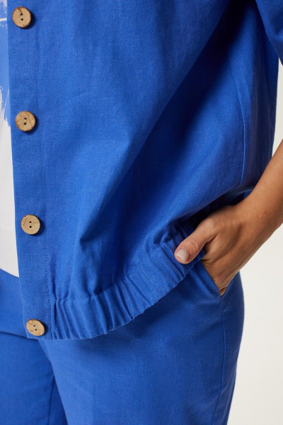 Короткий хлопковый жакет из ткани для прогулок Condra 15091 синий - фото 4