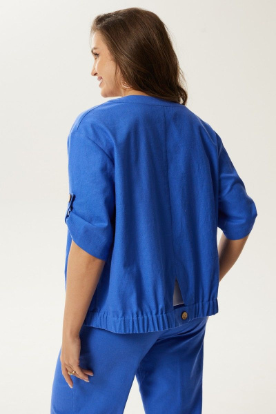 Короткий хлопковый жакет из ткани для прогулок Condra 15091 синий - фото 3